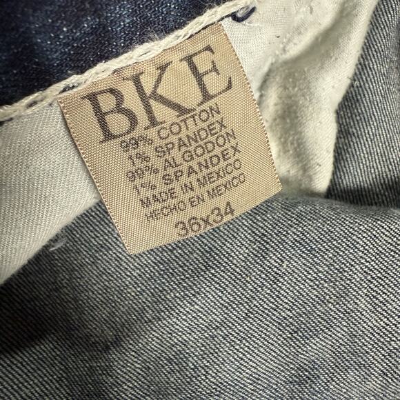 BKE Jean Men 36x35 Blue Tyler Straight Buckle Stretch Denim Western Thick Stitch - Picture 6 of 9